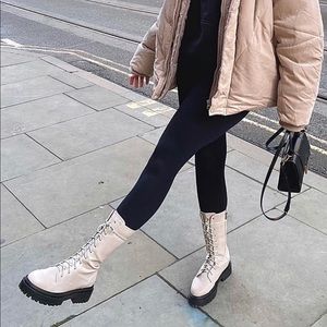 Never worn. Trendy lace up platform boots.